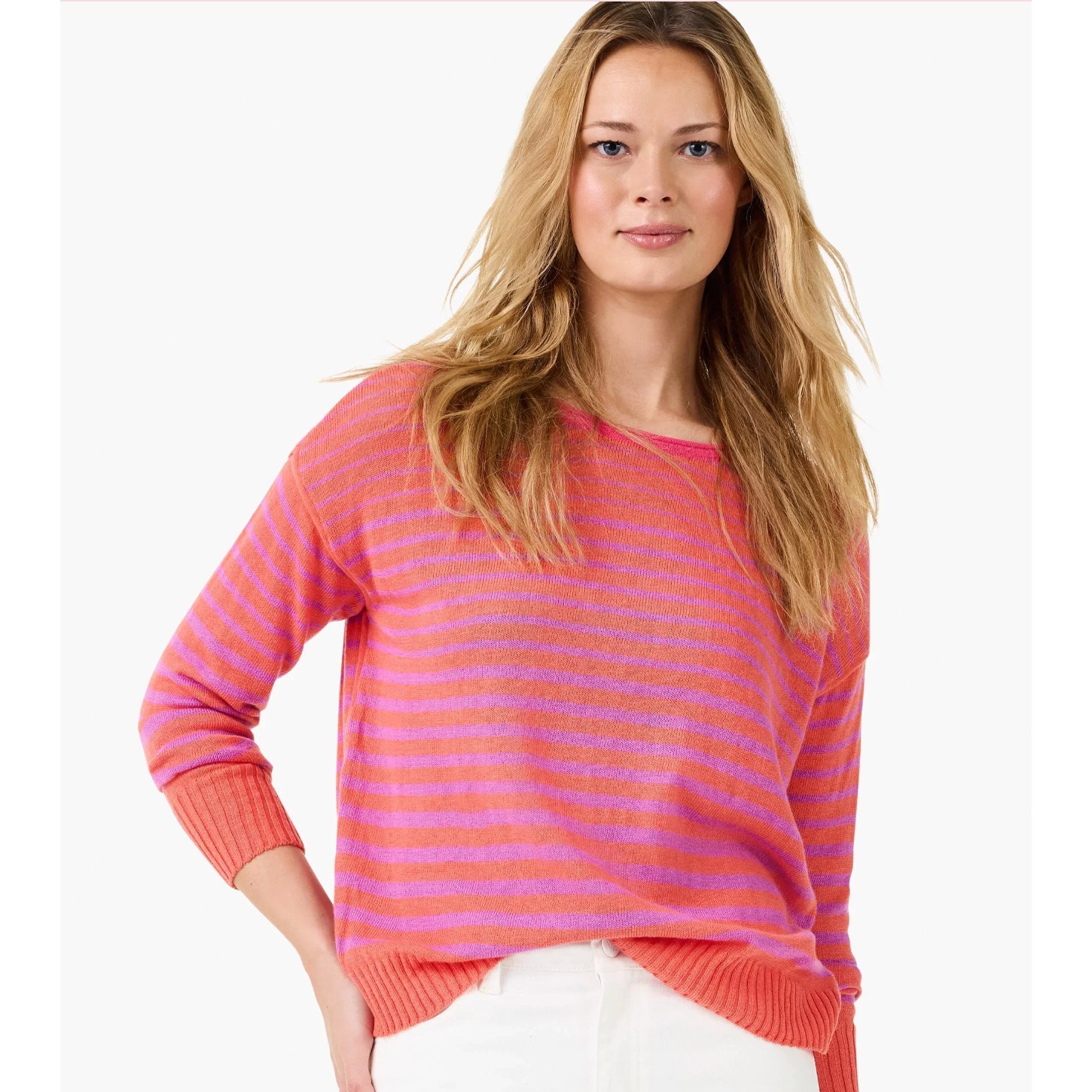 Nic + Zoe Striped Up Supersoft Sweater Nwt